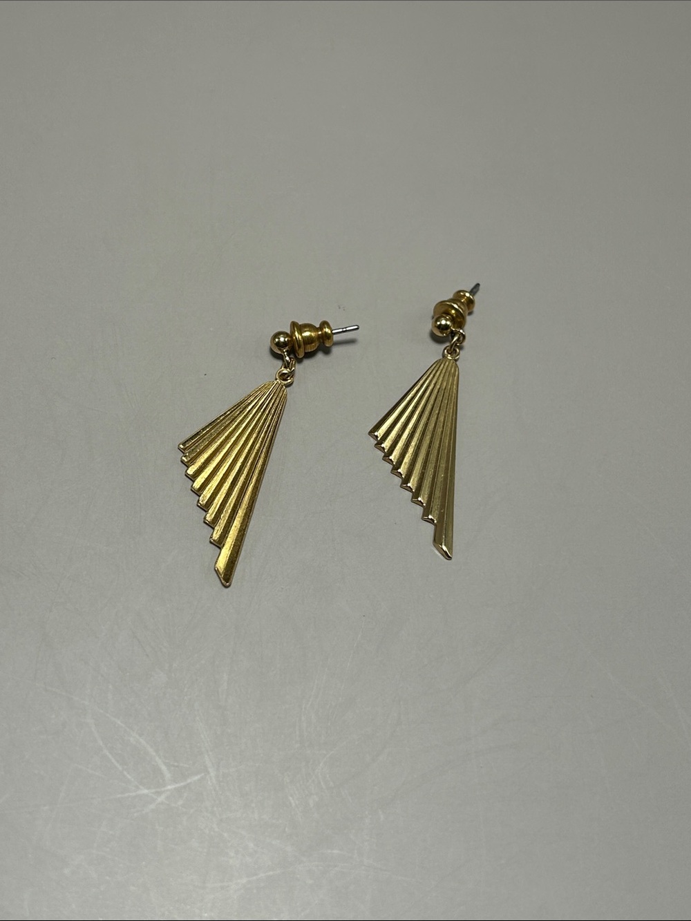 Costume Gold Fan Drop Earrings Vintage